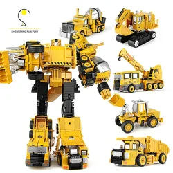 Transforming Robot Toy Magnetically Assembles into Realistic Large Robot Figure 5 Construction Trucks for Boys Ages 3 and Up