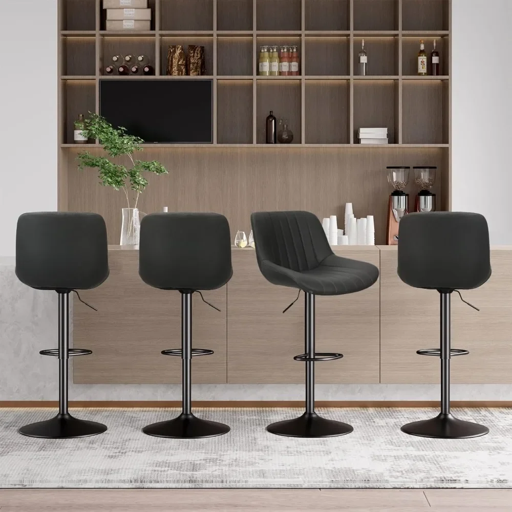 Barhocker-Set, 2er-Set, verstellbare, moderne, drehbare Barhocker mit Rückenlehne, Island-Stühle aus Stoff in Thekenhöhe