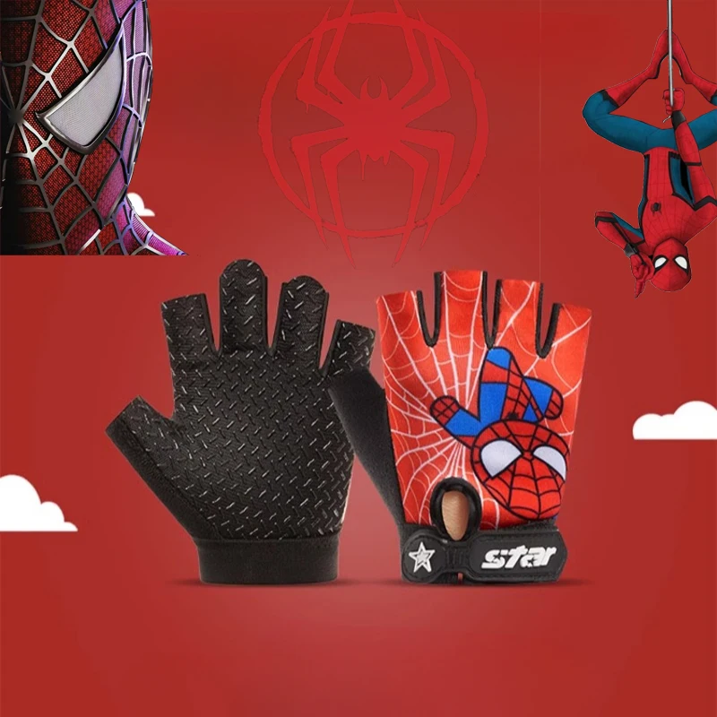 

Fashion Trend Disney Spidered Man Children's Half Finger Gloves High Elasticity Bold Roller Skating Birthday Gift for Friends