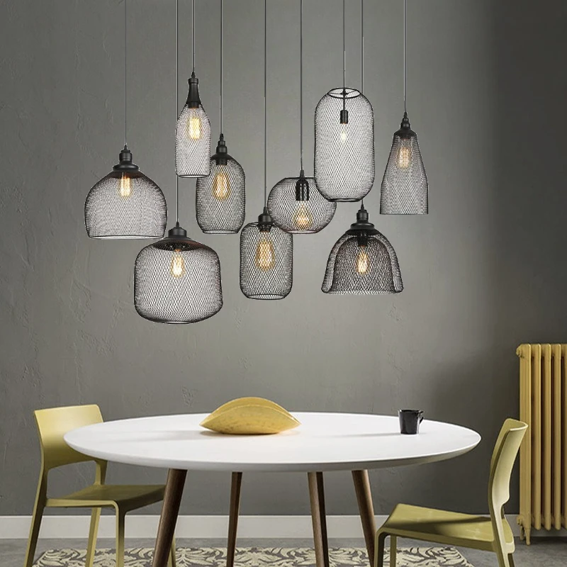

Vintage Black Cage Pendant Lights Minimalist E27 Multi Style Lamp For Cafe Bar Window Loft Indoor Decoration Lighting