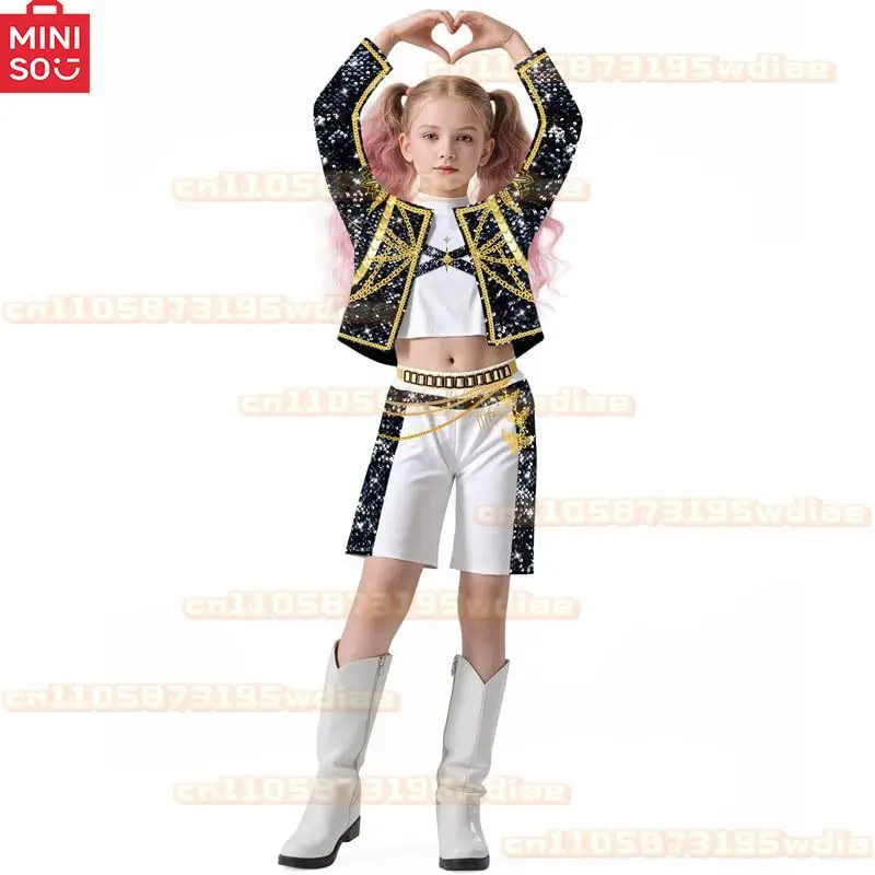 ชุดคอสเพลย์โซเย่ มิร่า รุมิ จากภาพยนตร์ MINISO Girls Demon Hunters สำหรับเด็กผู้หญิง ชุดแฟนซีสำหรับงานปาร์ตี้ฮาโลวีน คอสเพลย์ไอดอลวง Kpop