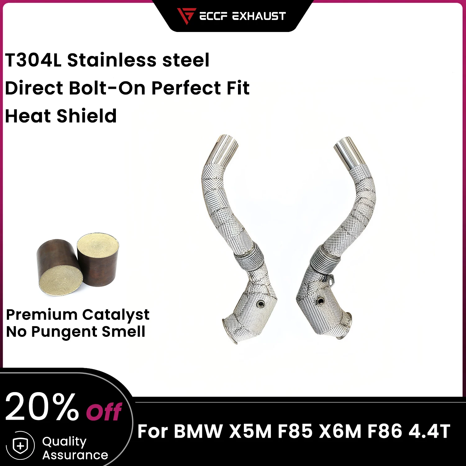 

Sports Downpipe With Heat Shield For BMW X5M F85 X6M F86 4.4T Exhaust Sound High Flow Performance Upgrade