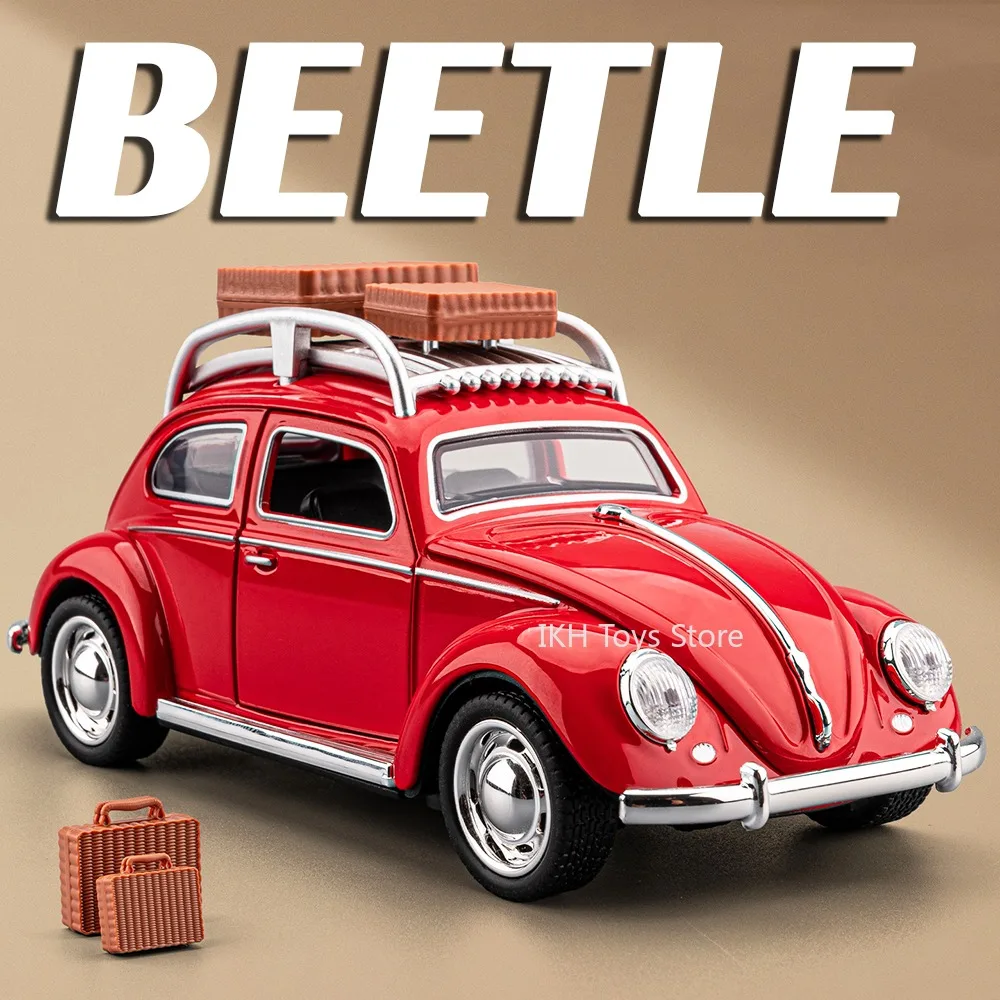 

1:32 Scale BEETLE 1955 T1 Bus Car Toy Models Metal Diecast Sound Light Pull Back Doors Opened Mini Vehicle Toys for Kids Gifts