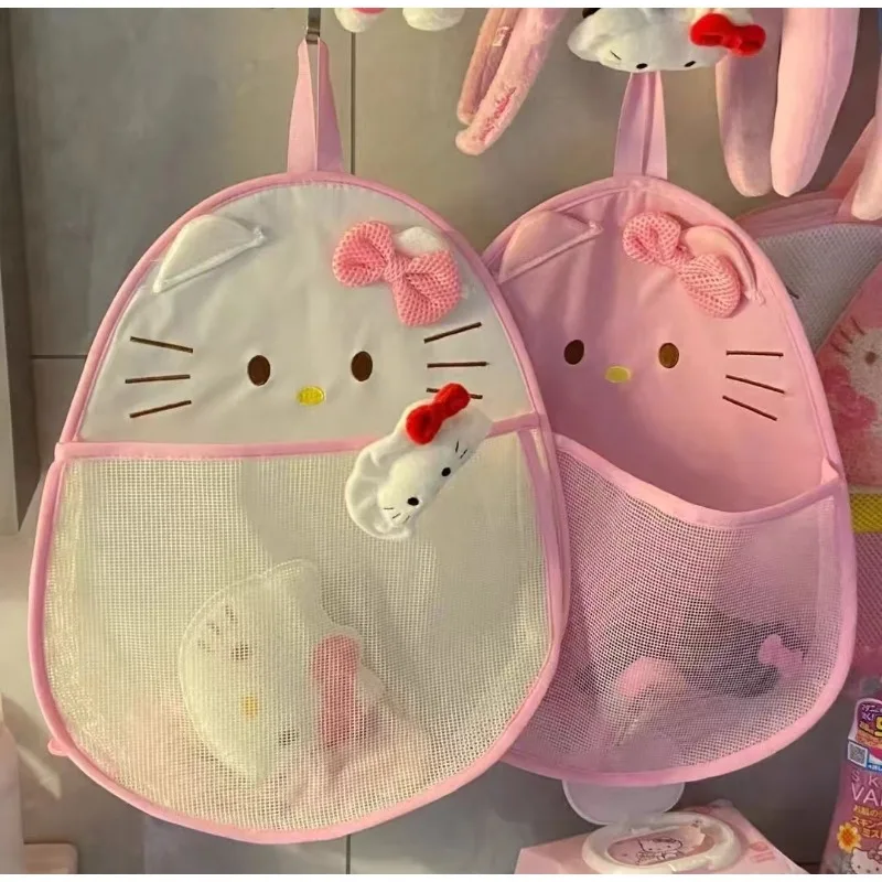 Hello Kitty Creative Cartoon Cute Print Kawaii Net Bag Home Bathroom Dirty Clothes Basket Student Dormitory Sundries Storage Bag