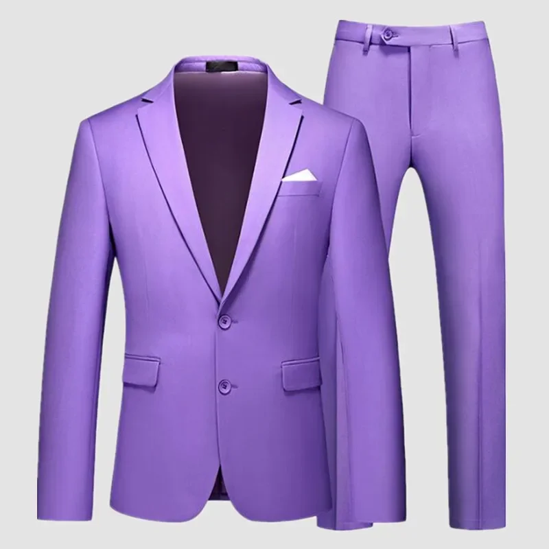 ( Blazer + Pants ) Luxury Brand Boutique Fashion Solid Color Men\'s Official Business Suit Groom Wedding Suits for Men