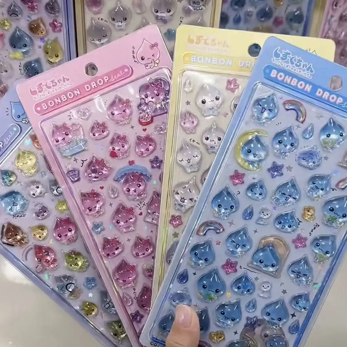 

1/6PC Ancient-Style Crystal Resin 3D Water Droplet Stickers Cute Glitter Raindrop DIY Decorative Stickers for Crafts