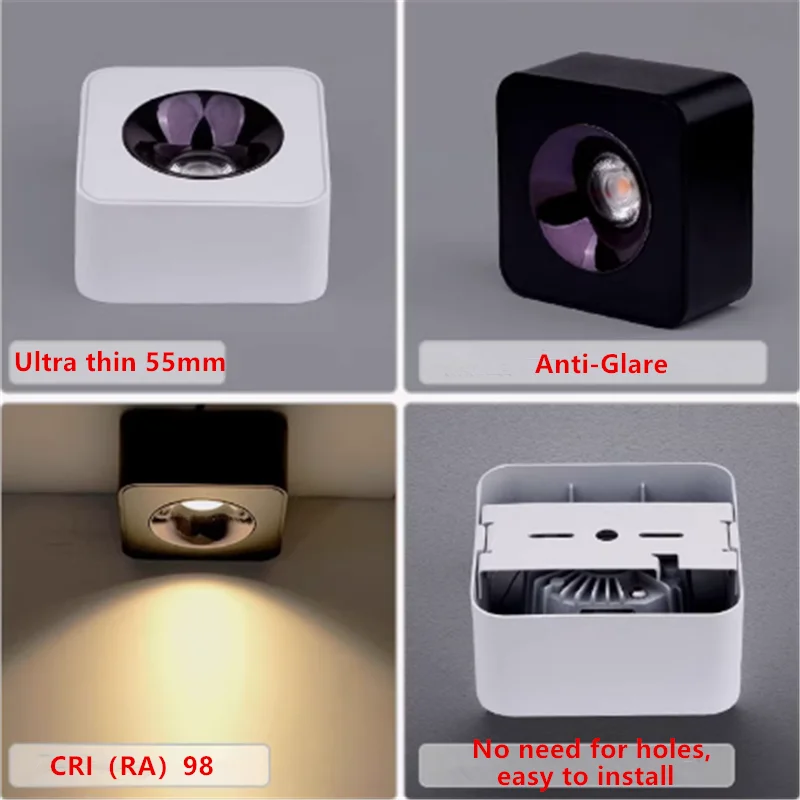 Surface Mounted Ultra-thin LED Downlight Osram Chip 9W12W15W18W20W Dimmable Ceiling Lamp Spotlights AC90~260V Indoor Lighting