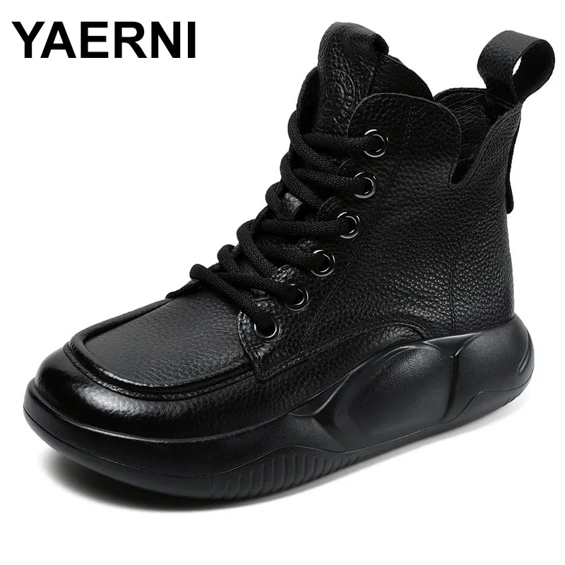 

Ботинки из натуральной кожи. Женские спортивные повседневные высокие ботинки Top oes из воловьей кожи.