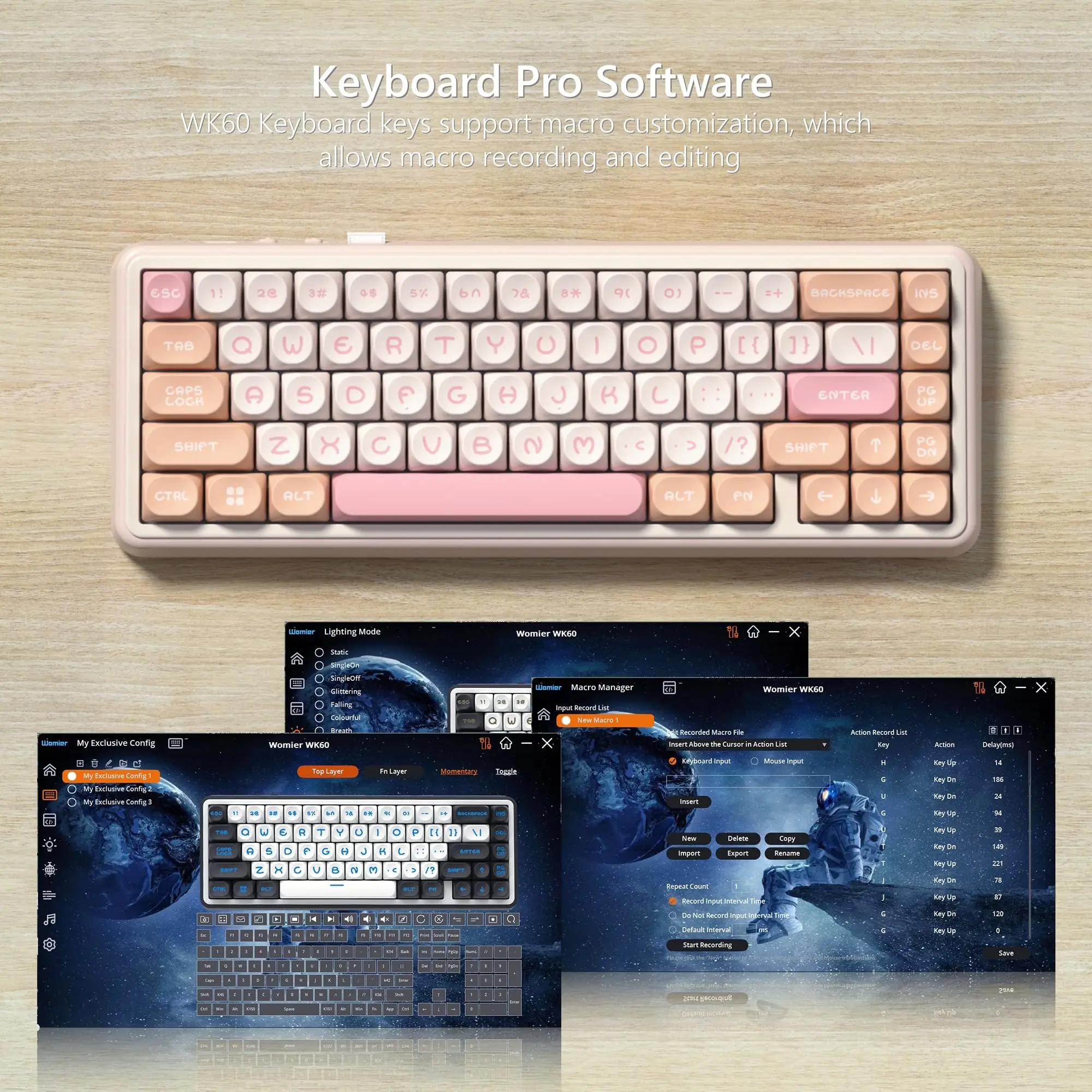 Imagem -06 - Womier Rosa Moa 65 Teclado Mecânico de Jogo Tri-mode Hot-swap Bluetooth 2.4ghz Usb-c sem Fio Rgb Gamer Teclado Mecânico