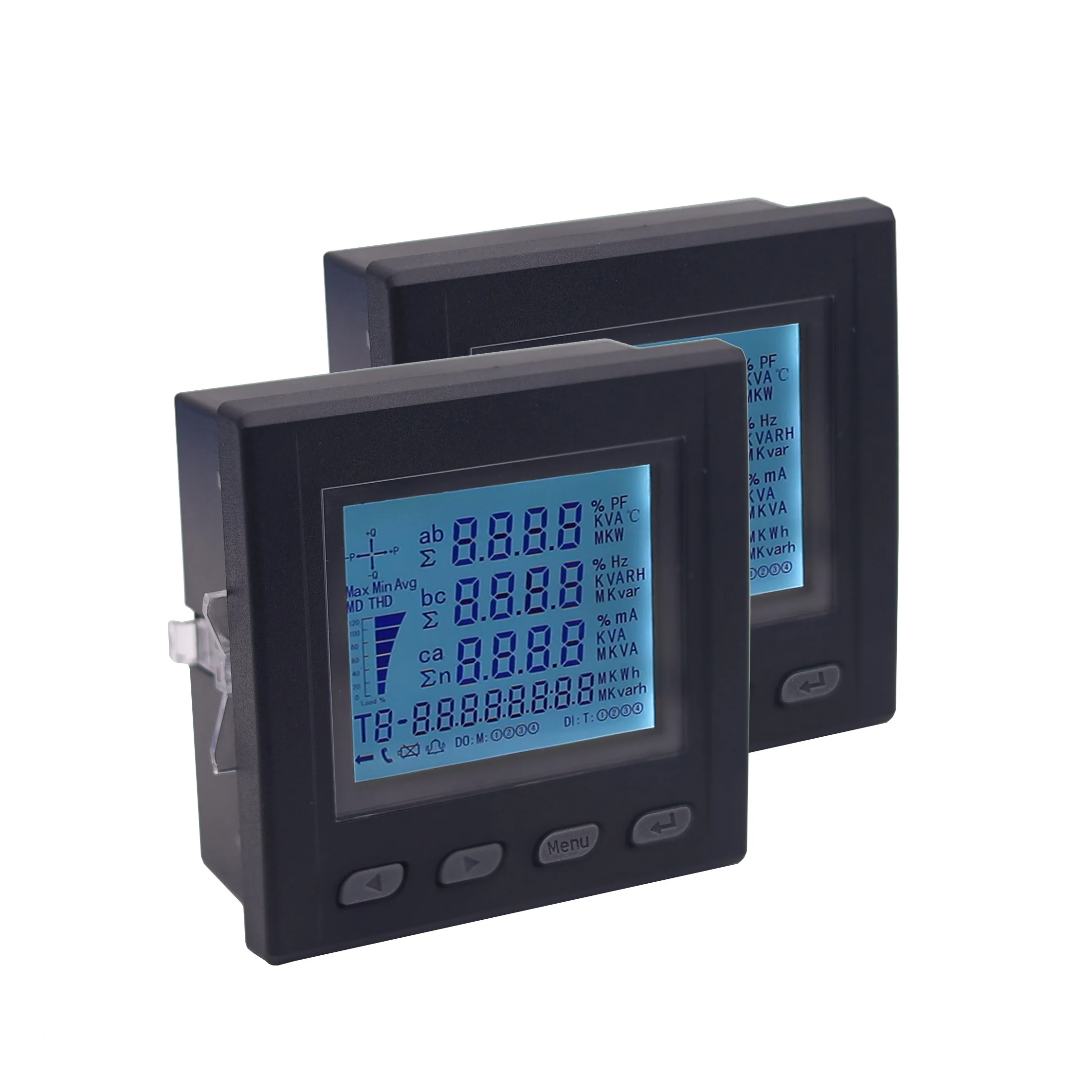 3 phase power meter Short case ampere voltage kwh watt var power factor frequency LCD multifunction meter