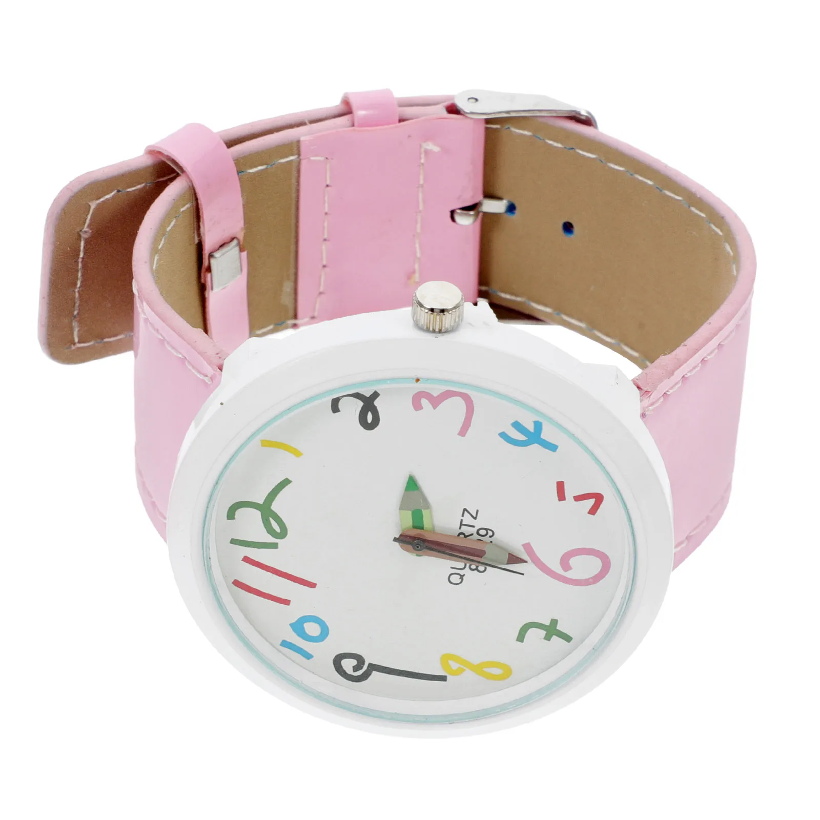 

1Pc Premium Children Watch Durable Materials Lively Colors Cartoon Design Leather Stainless Steel Alloy Glass Wrist Watch