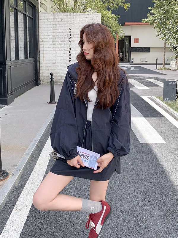 

Casual Women's Workwear Jacket Skirt Set High Waist Zipper Design Spring Autumn Fashionable Leisure Ensemble Complete Outfit