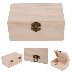 S M L Plain Wooden Jewelry Box Desktop Natural Wood Clamshell Storage Hand Decoration Wooden Box Postcard Storage Box