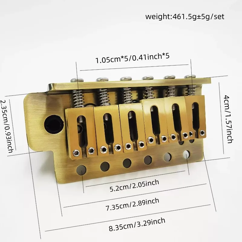 For Whole Brass 6‑Point Guitar Tremolo Vibrato Bridge, 52.5mm String Spacing Replacement Bridge