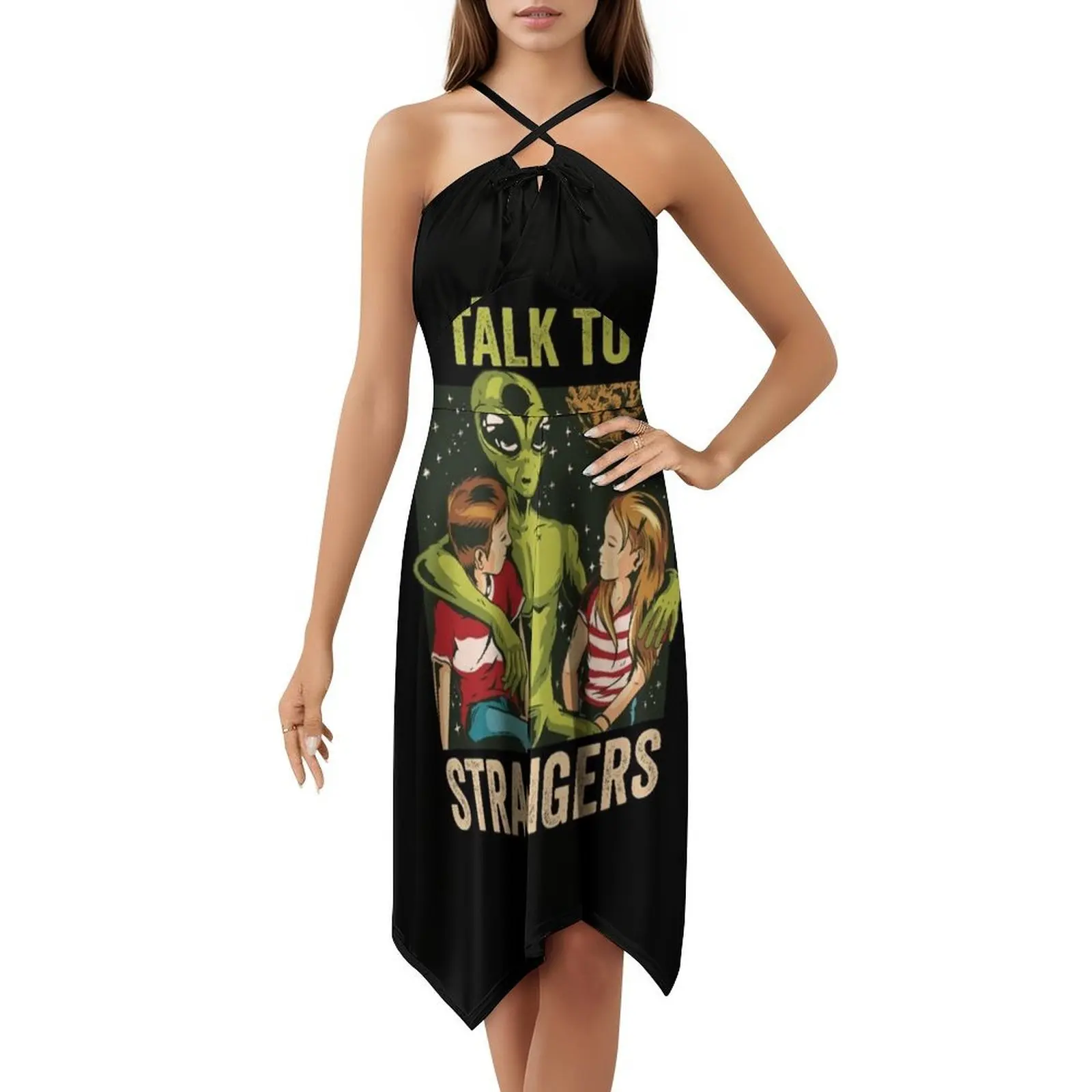 فستان بوهيمي عتيق يتحدث إلى الغرباء بأكمام منتفخة أو خيارات بدون أكمام للنساء فستان 80S 70S Stranger Talk To Ufo Science #5