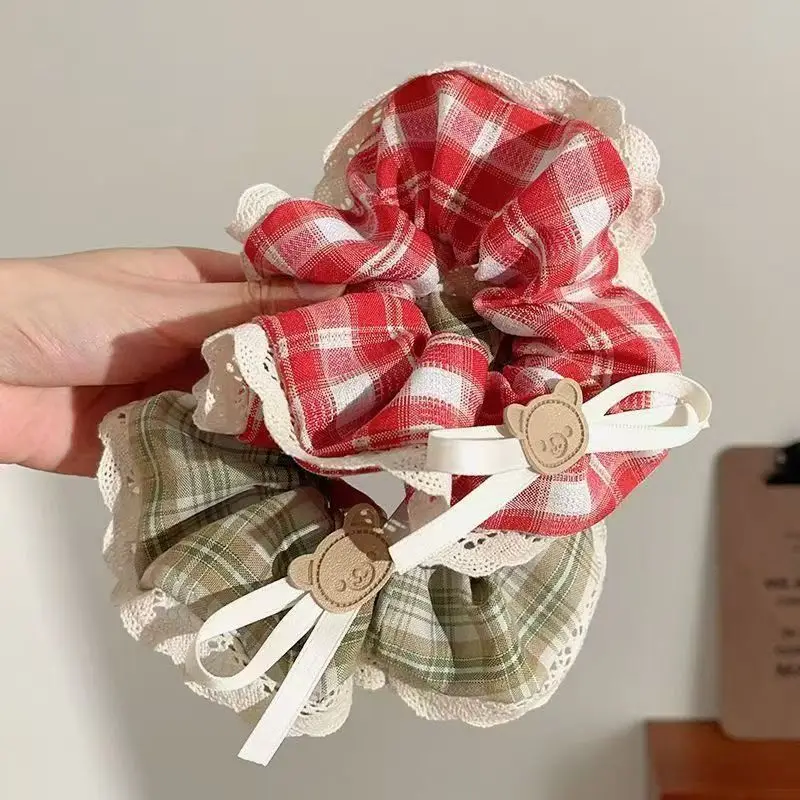 

New Lace Edge Hair Tie Popular Same Headrope Advanced Elegant Bow Hair Accessory Mesh Scrunchy for Women Sturdy
