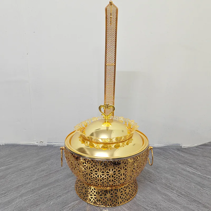 Cross-border stainless steel lace buffet hanging stove commercial round hotel breakfast stove hanging gold hanging stove 6L8L