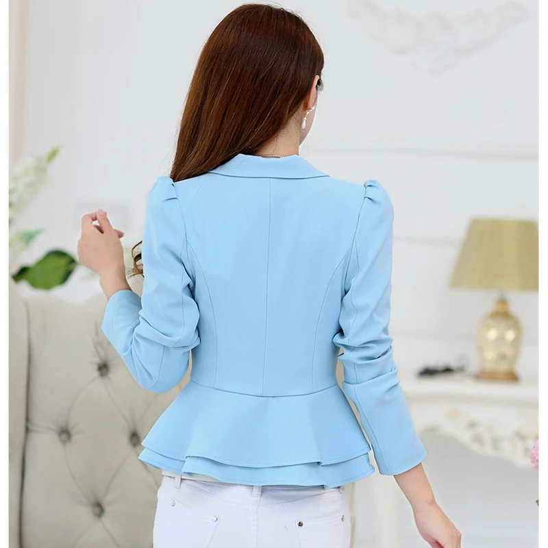 Lining Ladies Blazer Long Sleeve Suits Jacket Women Korean Slim Notched Collar Single Buckle Blazers Coat Short Feminine Tops