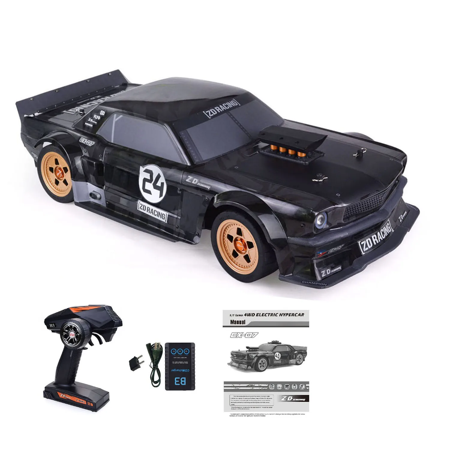 

ZD Racing EX07 1/7 Радиоуправляемый спортивный автомобиль Электрический дорожный автомобиль с дистанционным управлением 4082, бесщеточный двигатель, система освещения, амортизатор из сплава, автомобиль