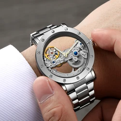 2026 Top Brand Luxury Stainless Steel Skeleton Tourbillon Automatic Watch Men Mechanical Waterproof Luminous Elegant Wrist Clock