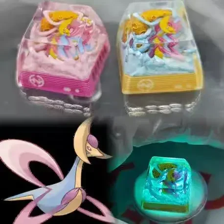 PTCG Pokemon Keycap Cresselia Different Color Base Mechanical Keyboard ResinTransparent Stereoscopic KeycapGift Toy No.26