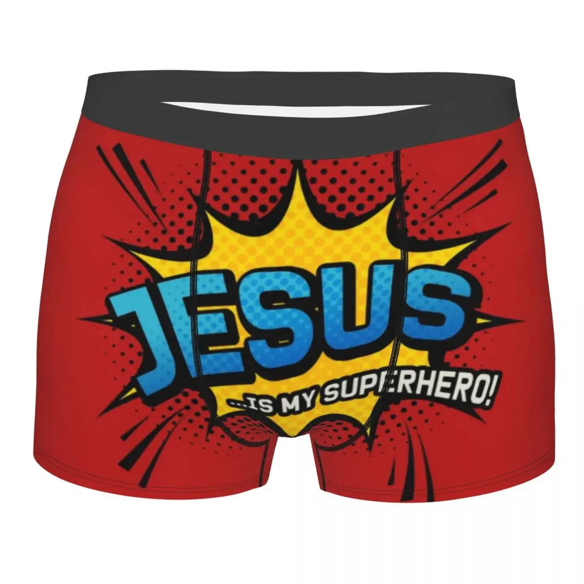 Novelty Christian Faith Gift Boxers Shorts Panties Men's Underpants Comfortable Jesus Is My Superhero Briefs Underwear