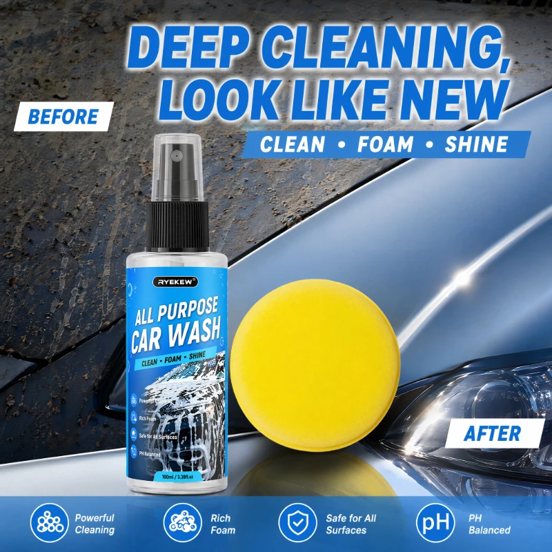 Car Wash Shampoo Foam Cleaner, Multi-Purpose Auto Detailing Soap for Paint Glass Wheel, High Foaming Concentrate