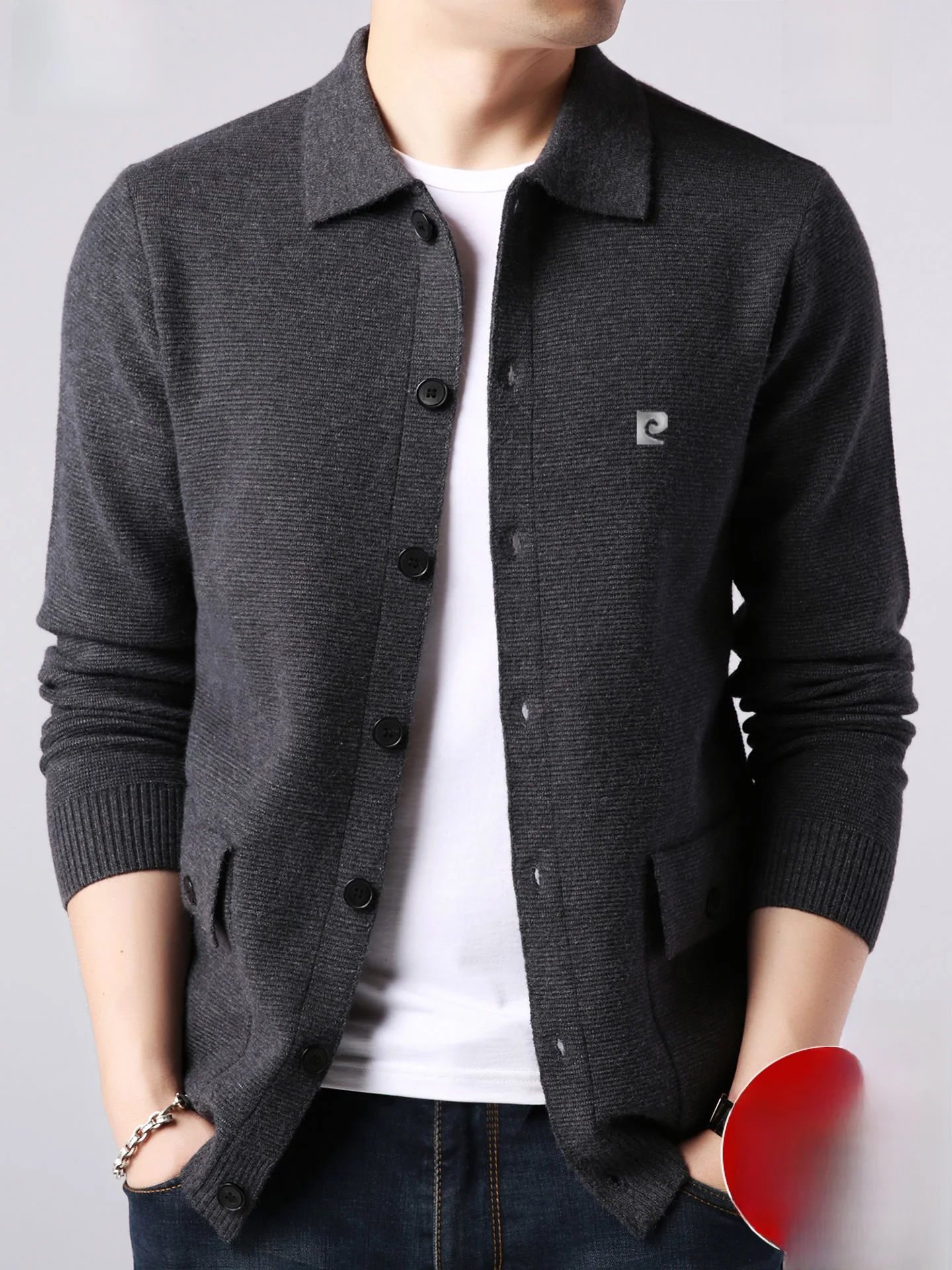 

Pierre Cardin Camere Open Cardigan Men's Midlife Faion Urban Sle Knitted Wool Sweater Warm Casual Loose Fit Long Sve
