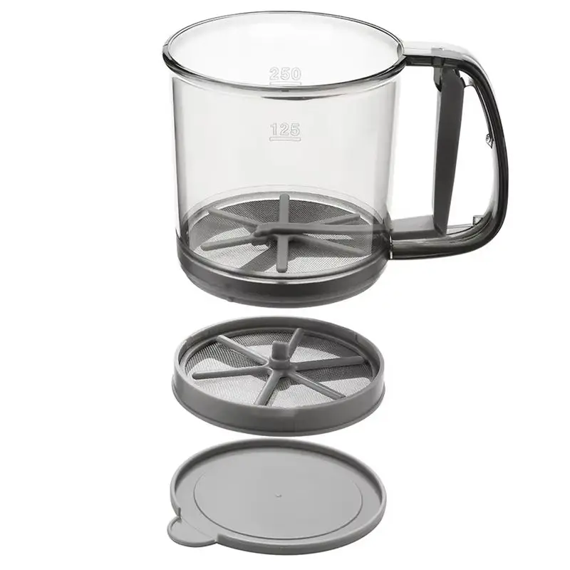 AEE4-Semi-Automatic Flour Sifter, Transparent Non-Stick Sieve For Baking, Essential Kitchen Gadget And Accessory
