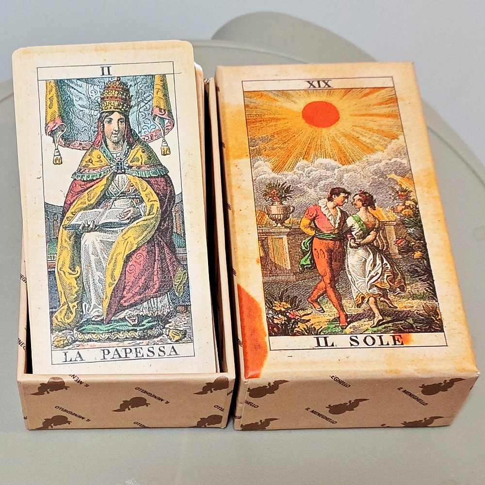 78 Cartas de Tarot con Doble Relieve, Soprafino 1830, Mazo de Tarot Italiano Vintage en Caja Rígida, Reproducción Histórica