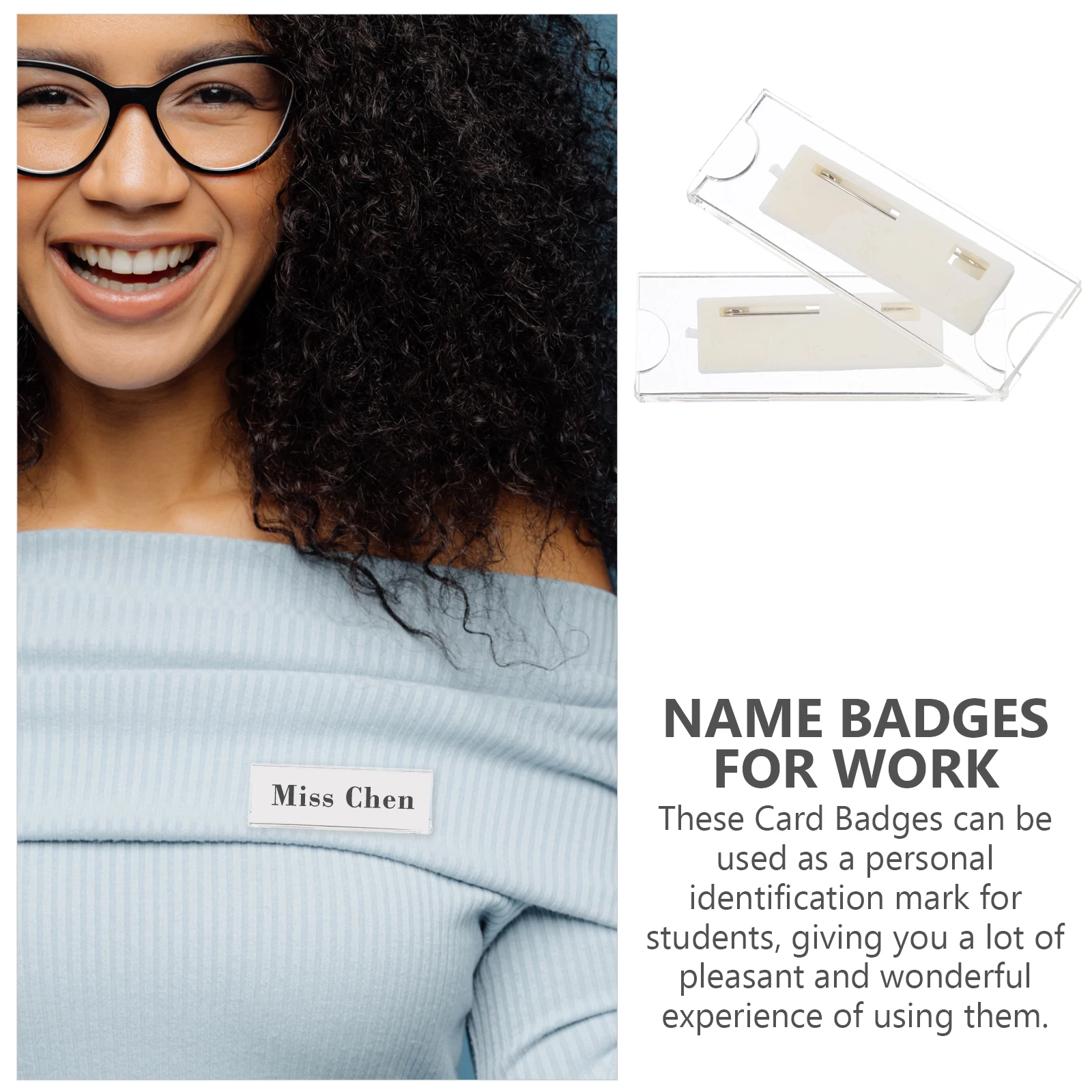 

10pcs Acrylic Insert Card Badge Holders 70x20mm Transparent Name Tags for Office School Work Employee ID Cases Practical Gifts