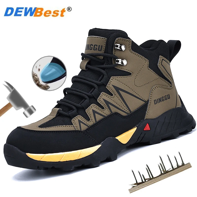 メンズ40欧州規格ケブラー製ミッドソール、耐衝撃・耐穿刺安全靴、軽量で快適な作業靴