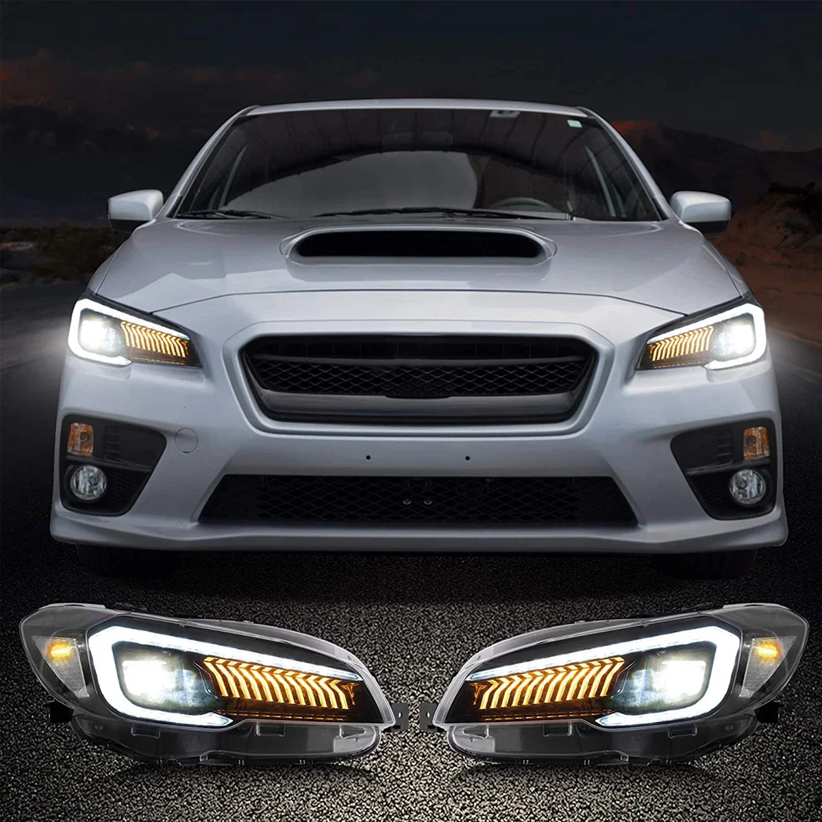 

Full LED Headlamps For Subaru WRX STI 2015 2016 2017 Auto Accessories Clear Front Lamps Assembly W/ Dynamic Welcome Running Lamp