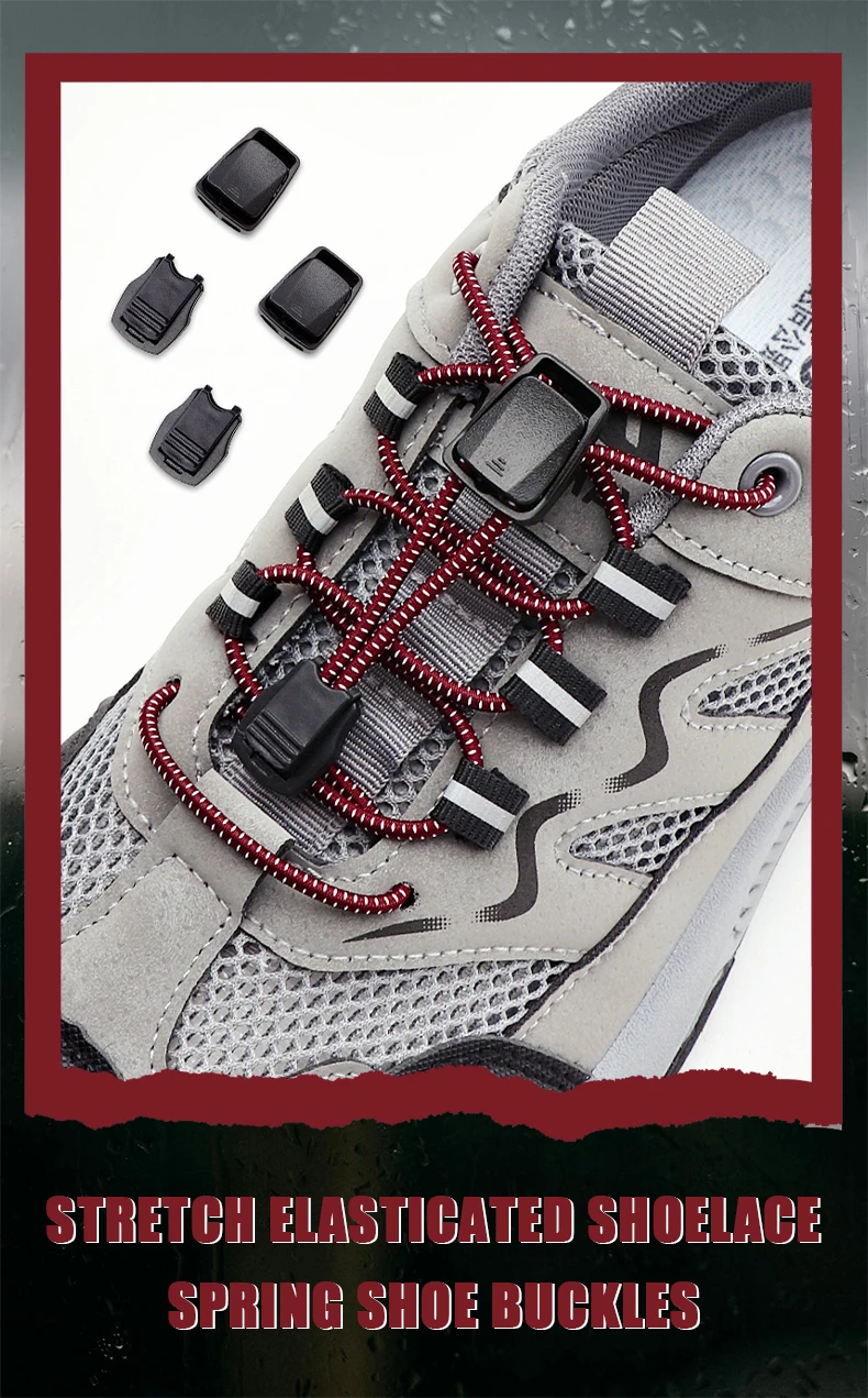 Kein Schnürsenkel mehr nötig: Kunststoff-Federschnürsenkelverschluss, Kordelstopper, elastischer Seilstopper für Sportschuhe und Wanderschuhe. – Detail 1