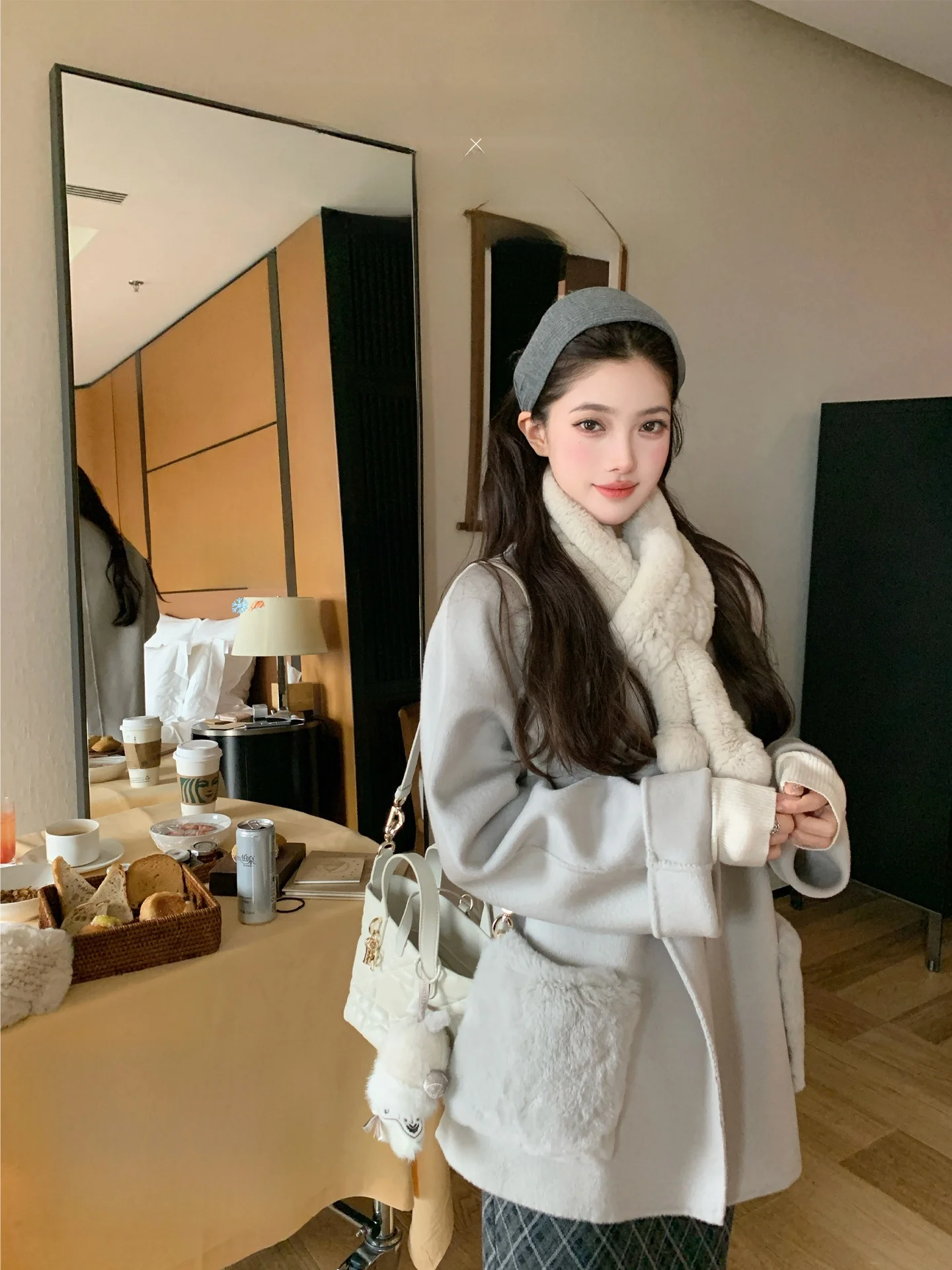 

Двустороннее шерстяное пальто женское, дизайнерское, в корейском стиле, для повседневной носки, утепленное, с длинными рукавами, средней длины