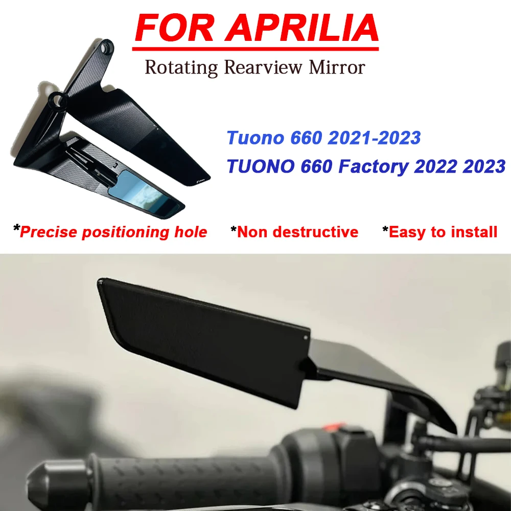 

Rearview Mirror FOR Aprilia Tuono 660 2021-2023 TUONO 660 Factory 2022 2023 motorcycles rotatable adjustable blade invisible