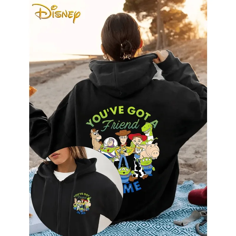 

2025 Autumn/Winter Disney Women's Zipper Hoodie Toy Story Cartoon Characters Multiple Casual Regular Styles Comfortable and Warm