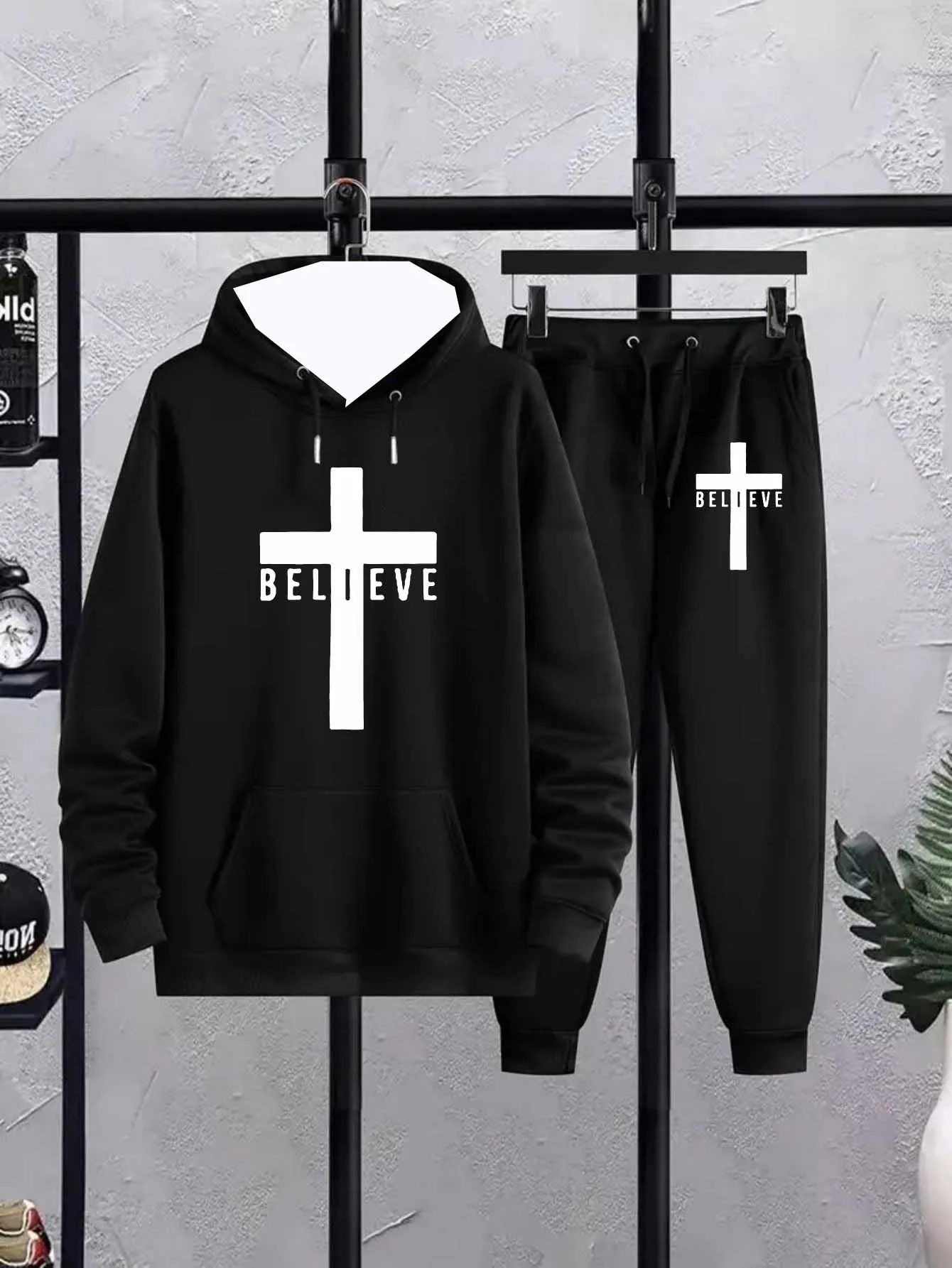 

Autumn and winter best-selling Y2K men's sports suit believes in cross 3D printing fashion daily leisure and comfort 2-piece set