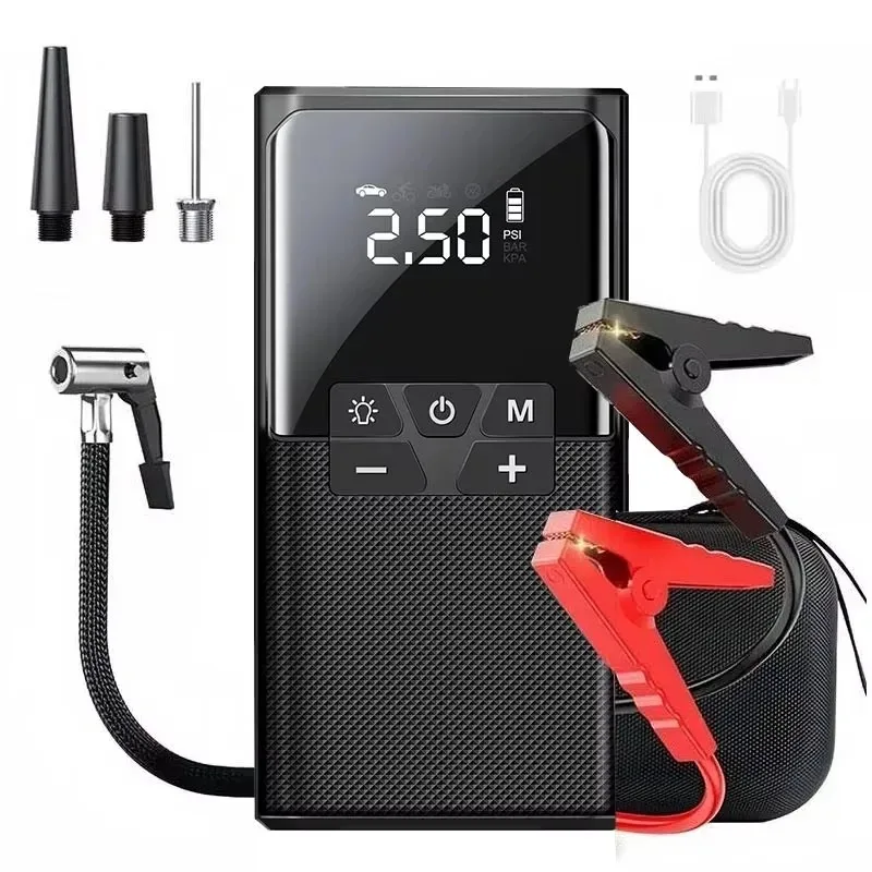 

Автомобильный стартер 4 в 1, Power Bank 1800A 150PSI, автоматический воздушный компрессор, беспроводной насос для шин, автомобильный аккумулятор, пусковое устройство