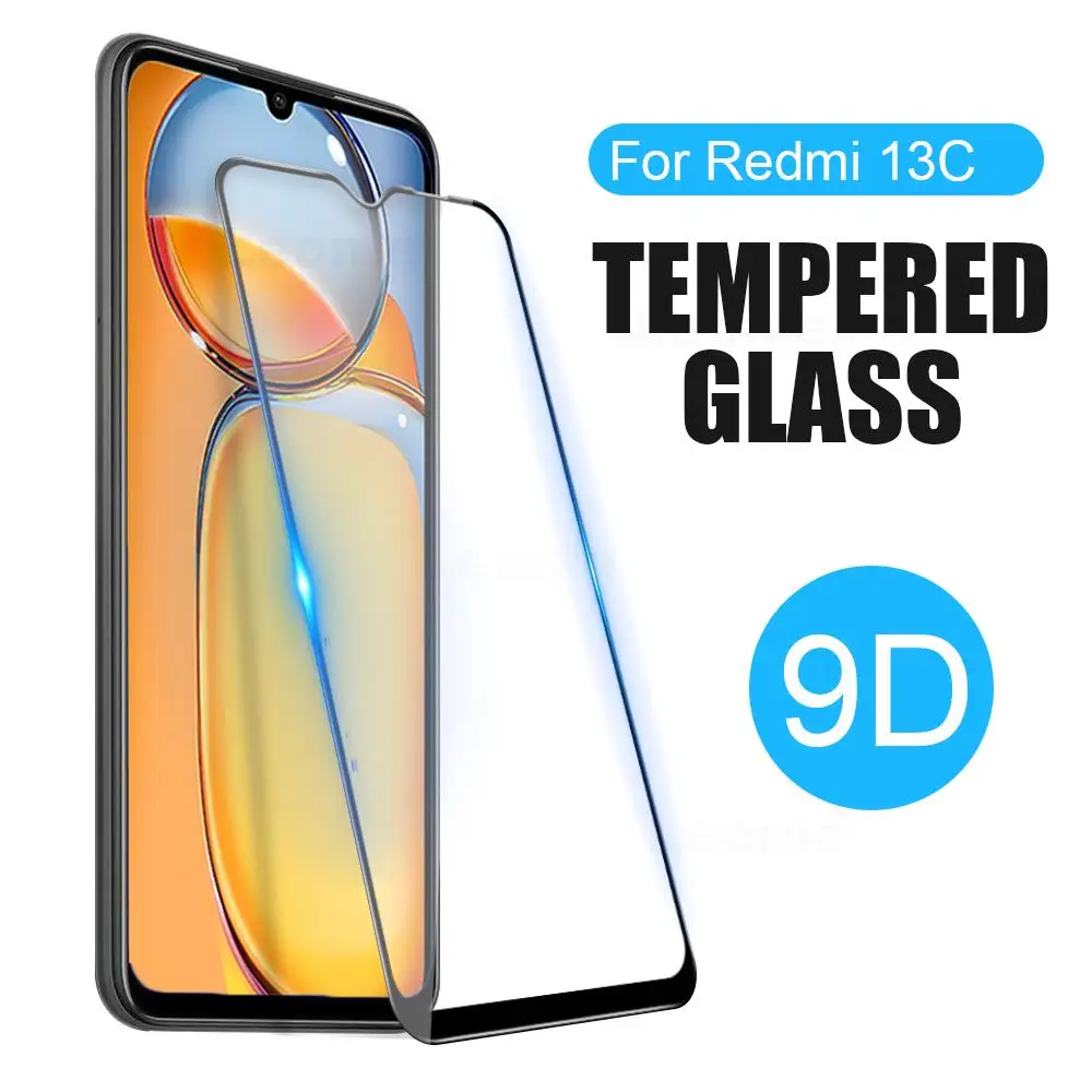 9D Tempered Glass For Xiaomi Redmi 13C 12 12C 10A 10C Full Screen Protector Screen Saver Sensitive Front Film