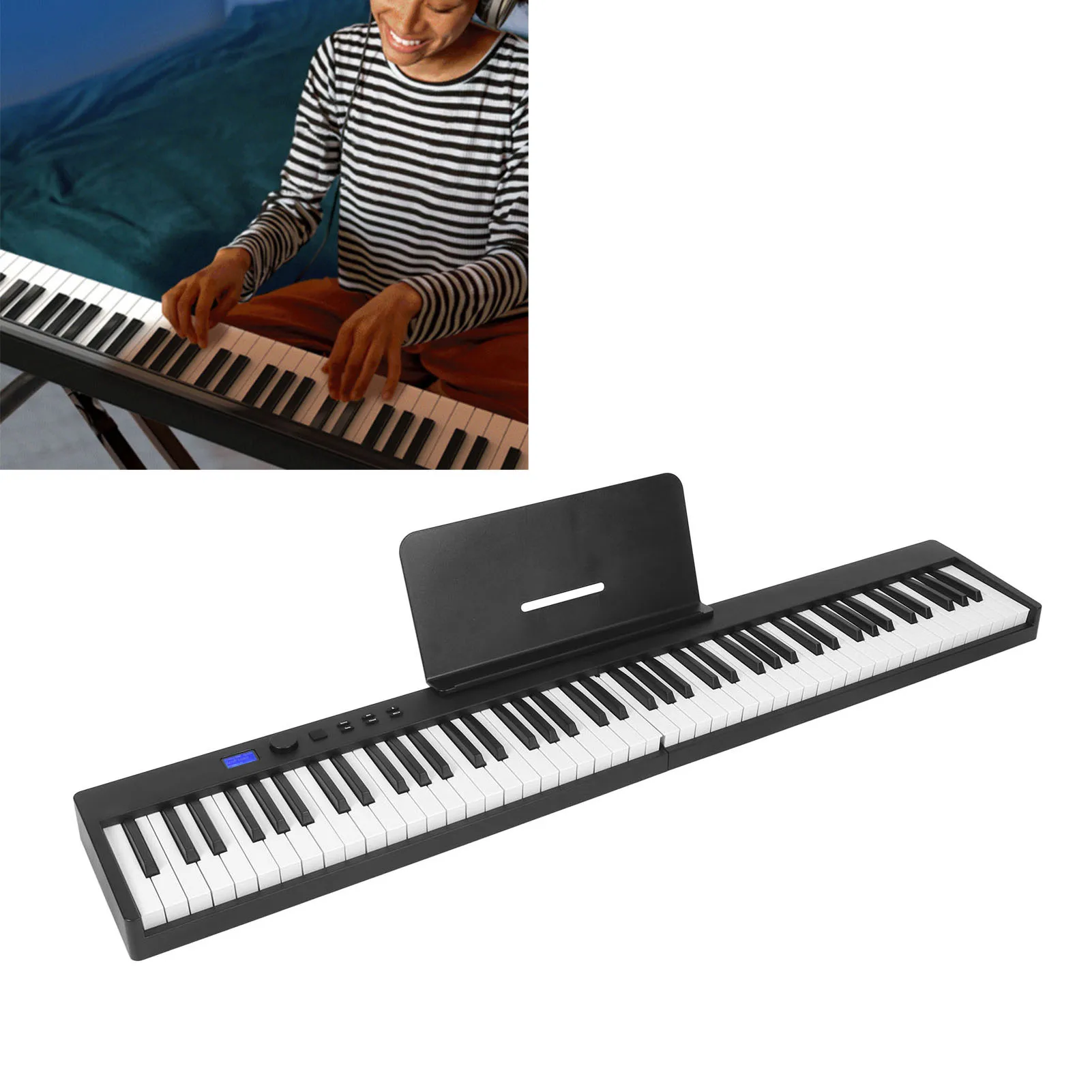 Foldable Digital Piano Professional 88 Keys Lightweight Portable Keyboard Piano for Piano Beginners Black Portable Piano