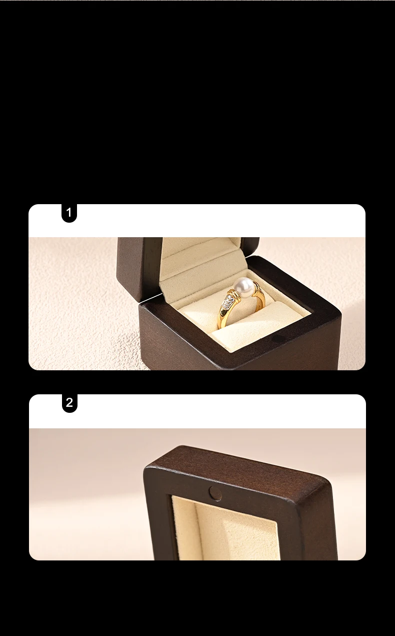 Oirlv Hochwertige Massivholz-Ringaufbewahrungsbox Tragbarer Schmuck-Organizer Ring-Präsentationsbox Festliche Hochzeitsgeschenkbox Vitrine – Detail 10