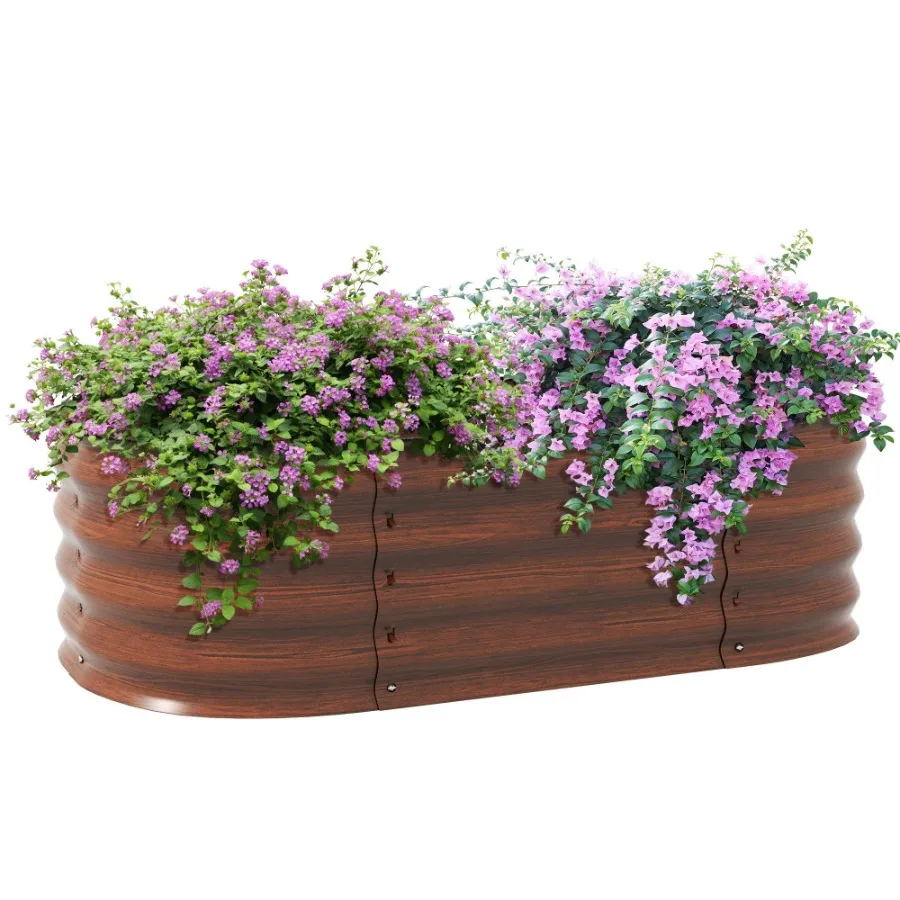 

3.5' x 2' x 1' Galvanized Raised Garden Bed Kit Outdoor Metal Elevated Planter Box with Safety Edging Easy DIY Stock Tank for