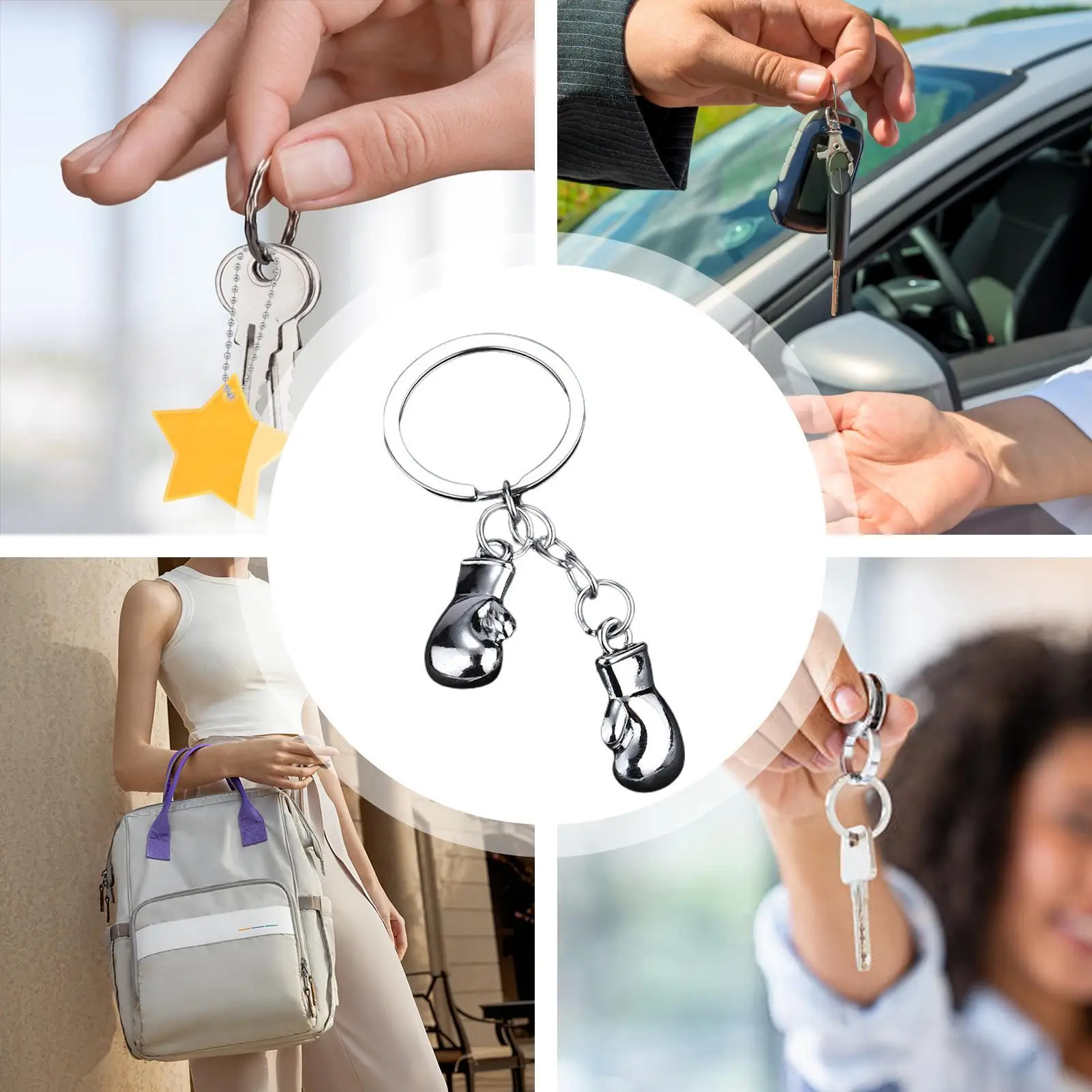 3D Metal Boxing Keychains Creative Boxer Keyring Simulation Boxing Gloves Key chain Hanging Pendant for Cell phone Wallet