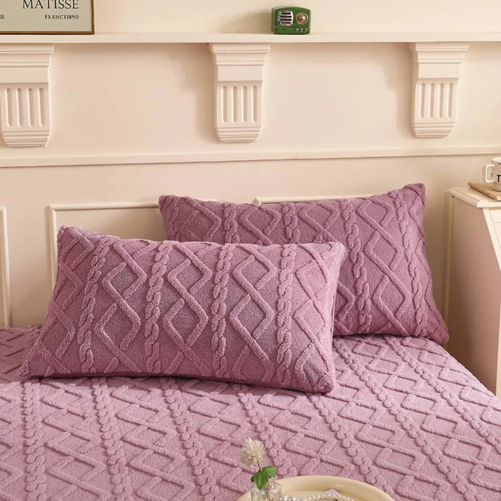 

2pcs Household Solid Color Milk Fleece Pillows Cover Rectangle Skin-friendly Pillowslip Soft Warm Pillowcase girl