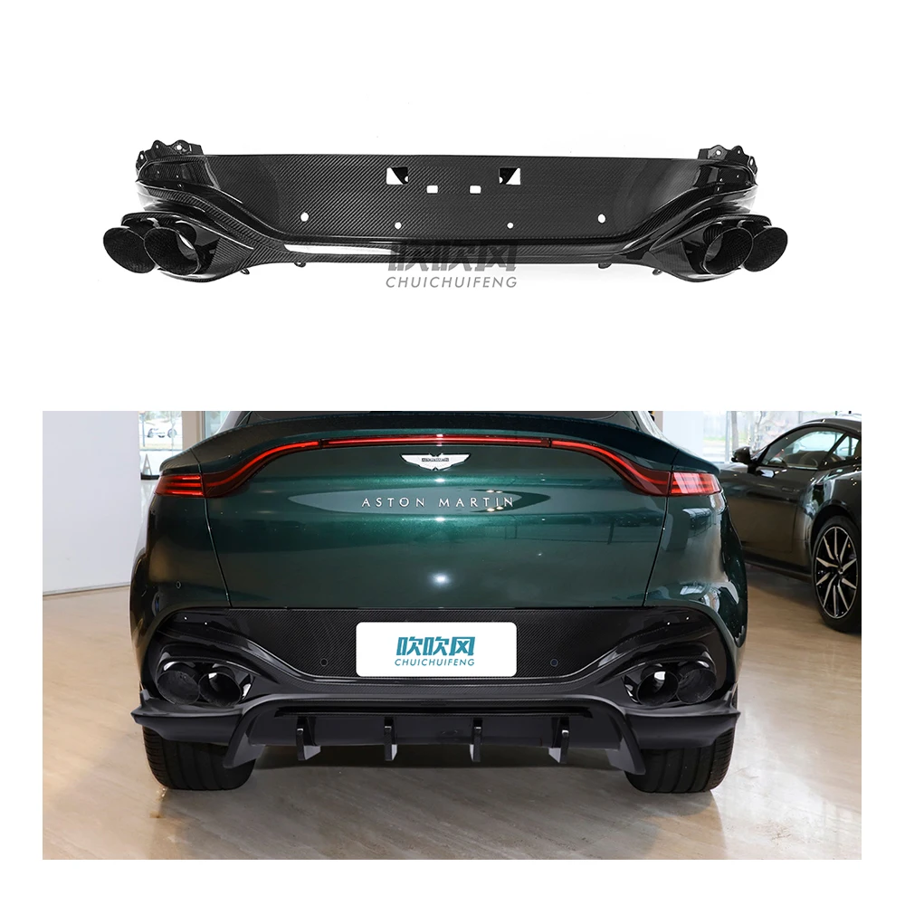 High Quality Bodykit Dry Carbon Fiber AX Style Rear Bumper Center Lip Diffuser With Tail Nozzle For Aston Martin DBX