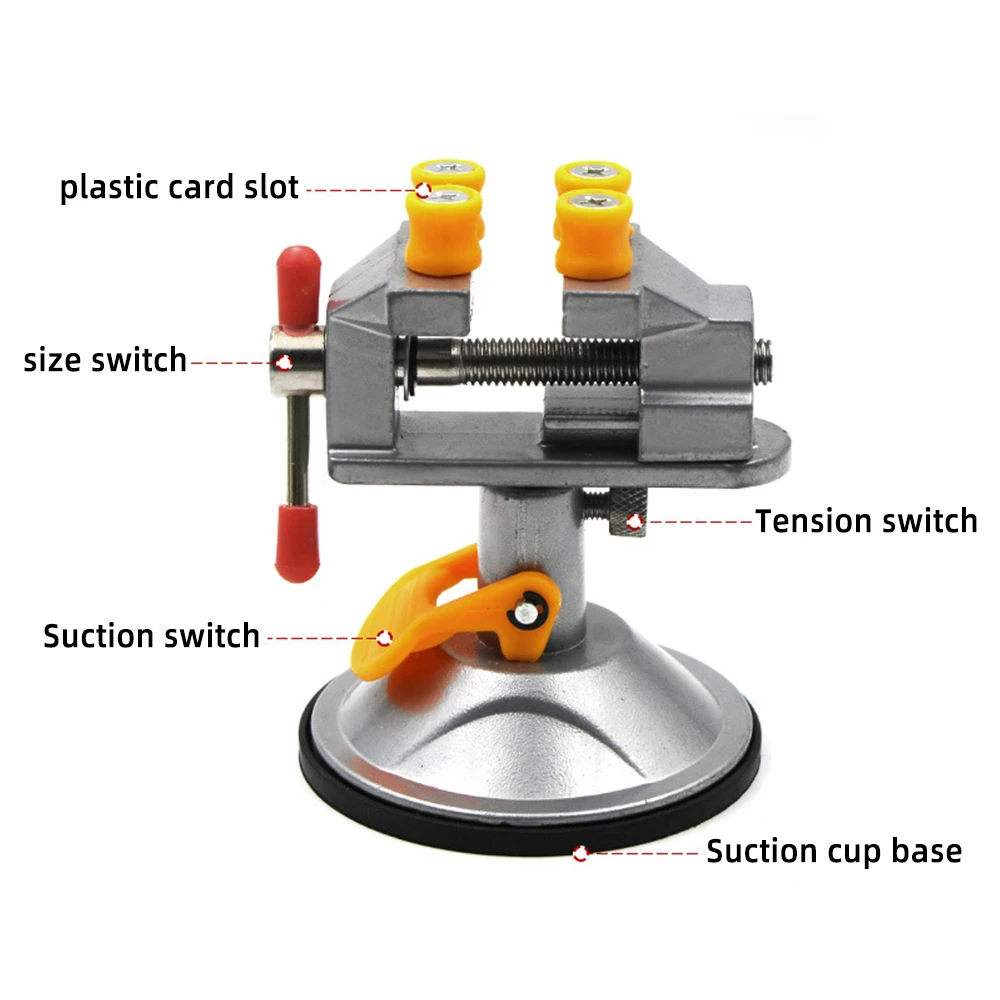 360 Degree Rotatable Bench Vise 0-30MM Adjustable Mini Table Bench Vise with Suciton for Woodworking Clamping and Fixing