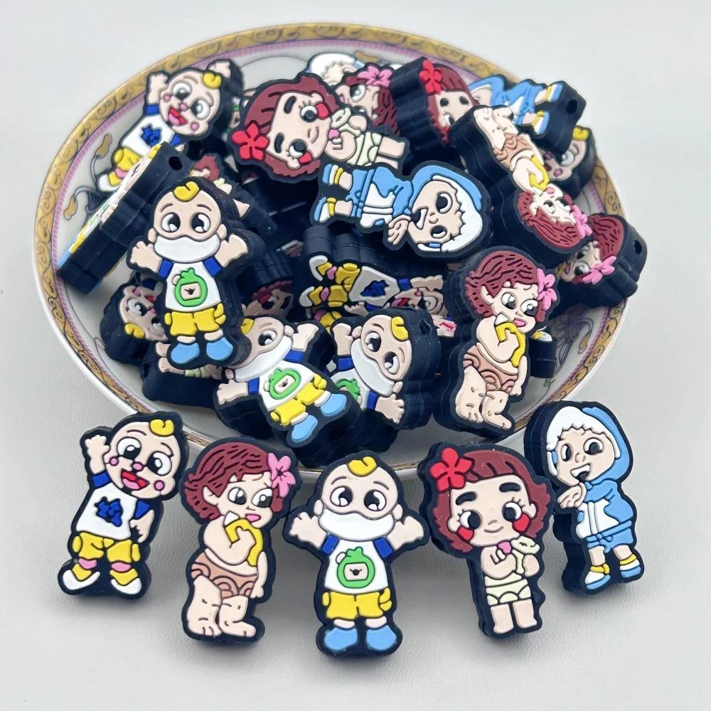 10PC DIY Cartoon Kind Siliconen Kralen Tepelketting Kraal Pen Kraal Sieraden Accessoires Focal Bead Food Grade Silicon Voor Baby speelgoed