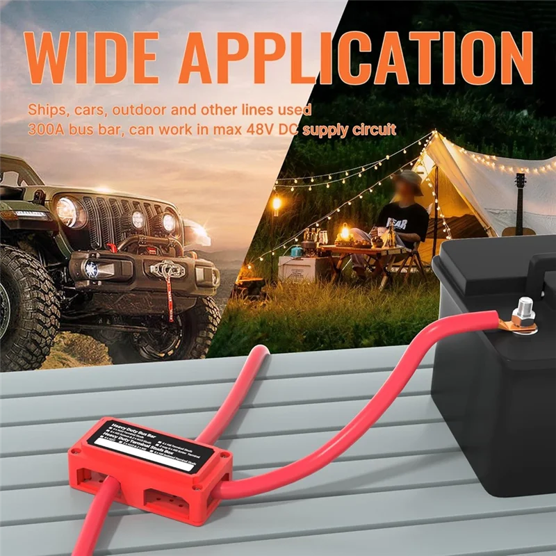 

300A Bus Bar Heavy Duty Module Design Power Distribution Block Waterproof Bus Bar Box With 4X M10 3/8Inch Terminal Studs