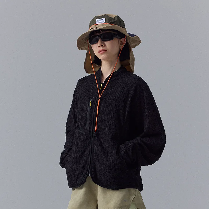 Lock-Warm Grid Fleece Lichtgewicht en ademend jack met opstaande kraag voor koppels: langdurige warmte voor bergsport buitensporten